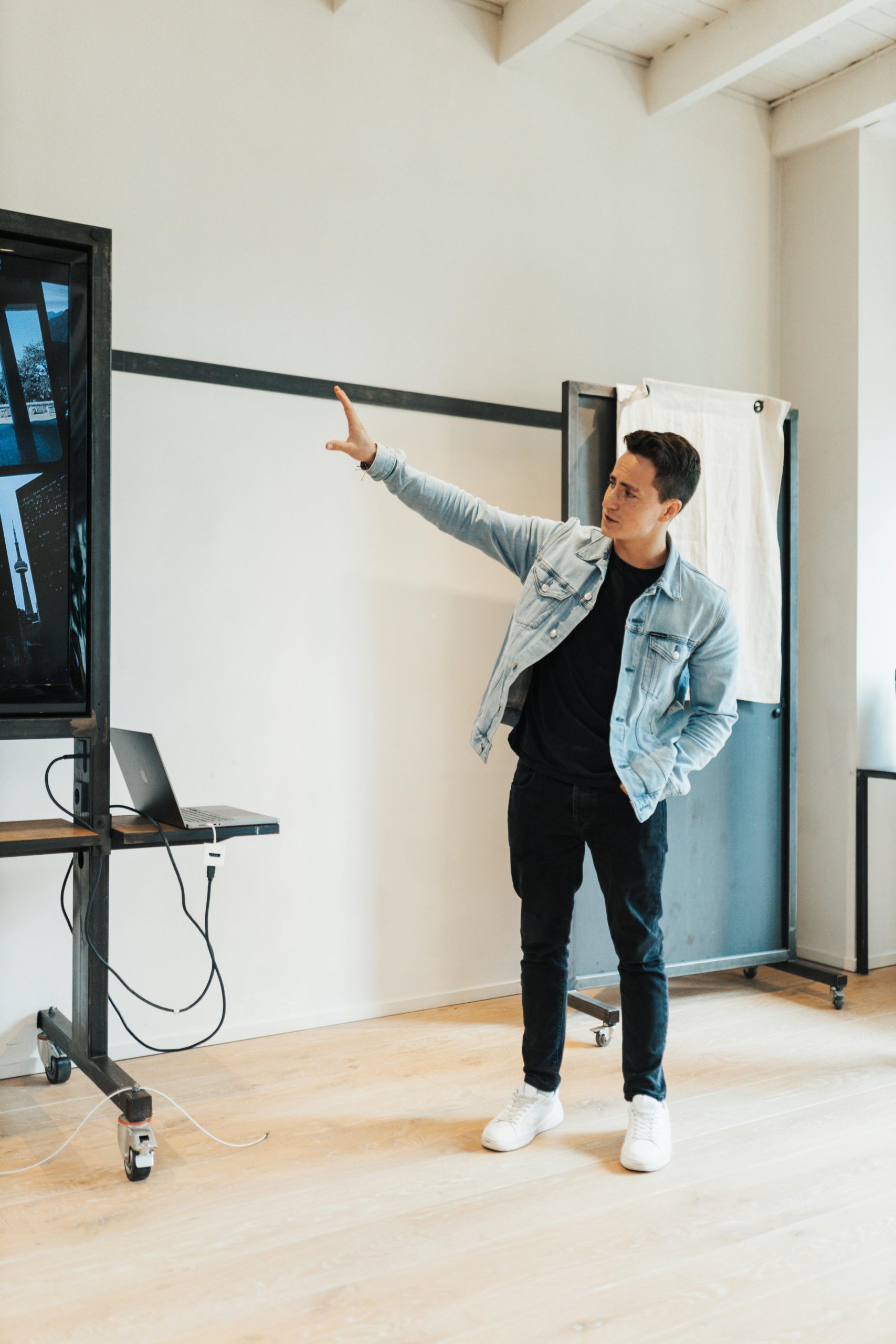 man presenting to a room